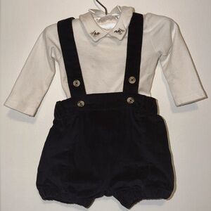 Classic Navy Suspender Shorts Overalls for Baby